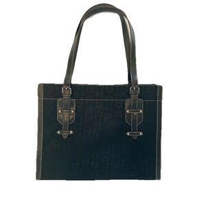 Etienne Aigner Purse Black Canvas & Leather Tote Bag